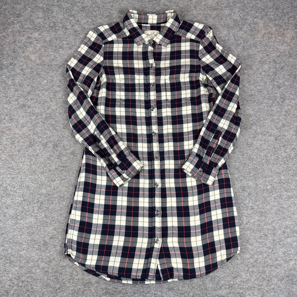 Marine Layer‎ Flannel Plaid Shirt Dress Button Front Rayon Womens Small S